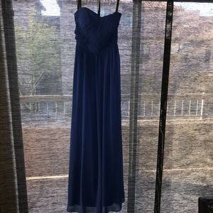 Strapless blue gown